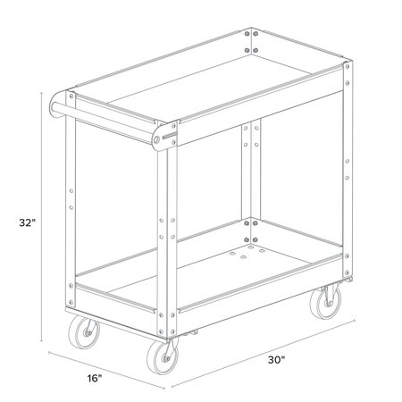 Hirsh Steel Utility Cart, 2 Shelves 22639